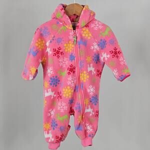 L.L. Bean Vintage L.L. Kids Pink Fleece Winter Baby Bunting | Infant 3-6 Months